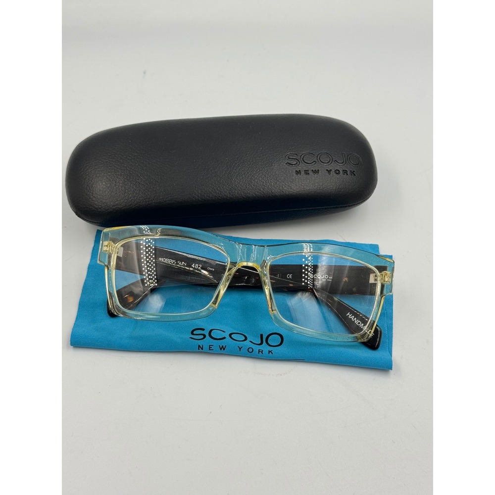 Scojo New York Morris Sun 482 Glasses Blue Tortoise Handmade Rectangular
